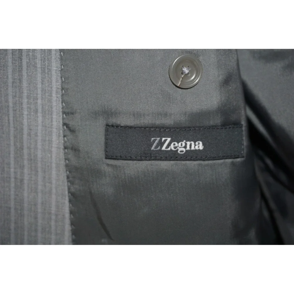 Z Zegna Suit Gray Striped Wool Silk 2 Piece Men's IT 50 Slim 40R US 35x31